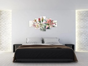 Obraz - Lilie, ilustracje (125x70 cm)