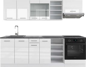 Zabudowa kuchenna biały wysoki połysk/biały 240x60x81.6 r-line