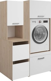Mebel pod pralkę z szafkami – Jasny naturalny i biały – S111 x W184 – ERKANO