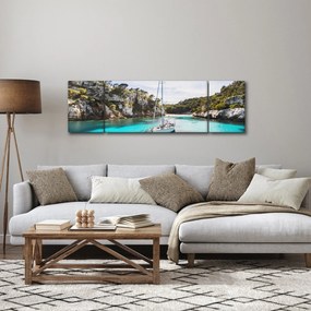 Obraz - Plaża z żaglówką (170x50 cm)