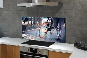 Panel szklany do Kuchni Nogi Rowerzysty w Mieście