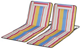 Outsunny Zestaw 2 mat plażowych, regulowane, składane, 124D x 53S x 37-50W cm, Wielobarwne