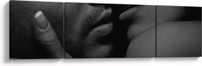 Obraz - Pocałunek, czarno - białe zdjęcie (170x50 cm)