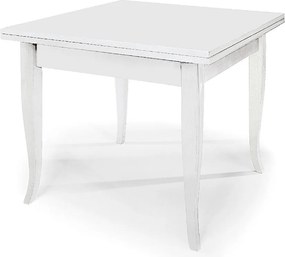 Rozkładany drewniany biały stół 80x80 - 150x80 cm - SANTA CROCE