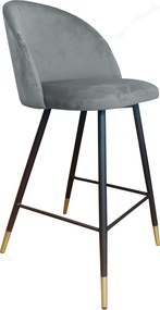 Hoker Colin krzesło barowe tkanina Welur podstawa metalowa : Kolor nogi - Czano-złota stożek, Kolor tkaniny - VELVET - MG17, Typ siedziska - Siedzisko stałe