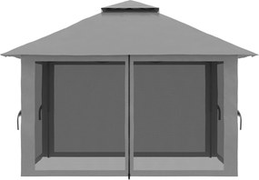 Outsunny Pawilon Składany 4x4x3m Ciemnoszary z Regulowaną Wysokością 4 Ścianki Siatkowe Wentylacyjny Dach Torba Szybki Montaż | Aosom PL