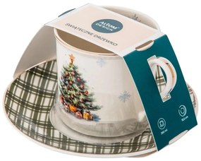 Altom Porcelanowa filiżanka z spodkiem ChristmasTree 260 ml
