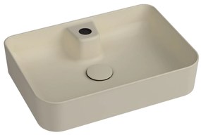 Umywalka ceramiczna nablatowa beżowa z otworem na baterie 50 x 35 cm LERA Ivory