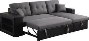 Kanapa narożna rozkładana "Axel" - Możliwość zmiany położenia narożnika (prawostronny lub lewostronny) - 3 miejsca - Czarno-szara