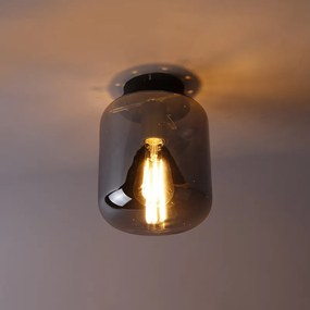 Designerska lampa sufitowa czarna z dymionym szkłem - Bliss
