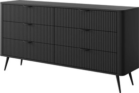 Komoda: 6 szuflad, czarna, 163,2 x 81,2 x 38 cm