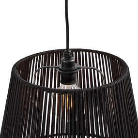 Zewnetrzna Zewnętrzna lampa wisząca czarna z czarnym sznurem, 3-punktowa IP44 - Cava JaylaJapandi Oswietlenie zewnetrzne