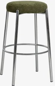 Zestaw 4 Wysokich, Tapicerowanych Stołków Na Metalowej Ramie Zantria ↑75 Cm & Szenil Sage Green - Sklum