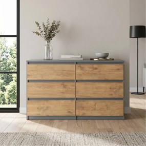 Komoda NUDO 120 cm do Salonu Sypialni 6 Szuflad Antracyt