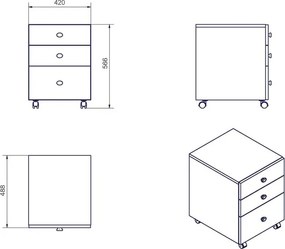 Kontenerek Milano Hubertus wysoki połysk