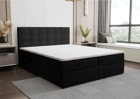 BEDANTE Łóżko kontynentalne KIDA 200x200 Curio 99 Czarny Łóżko małżeńskie Łóżko hotelowe Sypialnia Materac Topper Schowek
