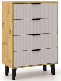 Kooda ryflowana z 4 szufladami dąb artisan + kaszmir K2-H94