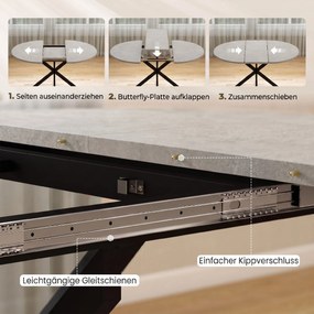HOMCOM Rozsuwany stół dla 4–6 osób, stół kuchenny w stylu industrialnym z nogą typu pająk, szary | Aosom PL