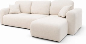 Stylowy narożnik rozkładany prawostronny BINGO L 245x148x87 cm w tkaninie Gerra 5 białej