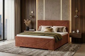 Łóżko ROSI 140x200 cm Pomarańczowy Z materacem