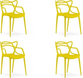 Zestaw 4 szt. plastikowych krzeseł KATO, żółty