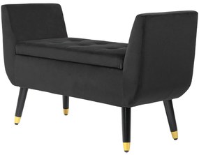 HOMCOM Ławka z Pojemnikiem i Podłokietnikami, Skrzyniowa, Aksamitny Poliester, Drewno Kauczukowe, Ciemnoszary, 107 x 42 x 65 cm