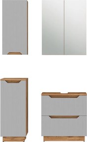 Zestaw mebli łazienkowych dąb/szary w paski 59.8x32x62.5 lotta