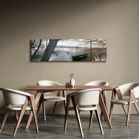 Obraz łodzi na jeziorze (170x50 cm)