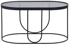 Stolik kawowy z metalu i szkła dymionego - Czarny i Przezroczysty - PRETORIA