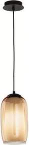 Ondaluce - Lampa wisząca na lince BONNIE 1xE27/15W/230V Ø 15 cm czarny/dymny beż