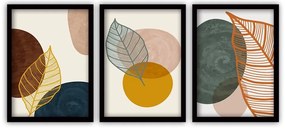 Zestaw 3 obrazów w czarnej ramie Vavien Artwork Leaves III., 35x45 cm