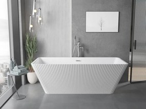 Mexen Tava wanna wolnostojąca ryflowana 170 x 75 cm, biała, przelew chrom - 52851707500-01