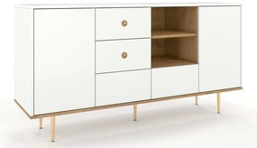 Komoda na nóżkach Sobis 2X - Biały - Dąb lancelot