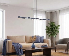 Megara Dusty Blue 8 – długa lampa wisząca nad duży stół 180-240cm