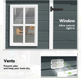 Outsunny Szopa Ogrodowa 3,2 m², Schowek z Płaskim Dachem, 303x123x197 cm z Oknem, Zamykana, Podwójne Drzwi, Wentylacja, Podłoga | Aosom PL