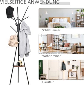 HOMCOM Stojak na Ubrania Metalowa Szafa 45x45x180cm Brązowy Wieszak do Korytarza | Aosom PL