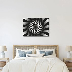 Abstrakcyjny obraz czarno - białej spirali (70x50 cm)
