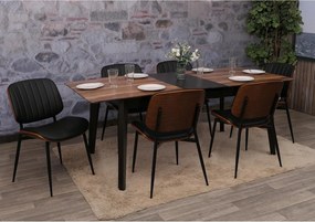 Krzesło do jadalni MCW-O44 (zestaw 6 sztuk), orzechowy wygląd, czarne