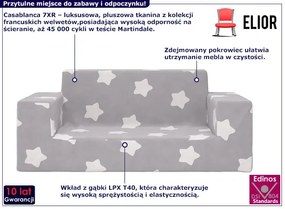 Pluszowa sofa dla dziecka szara w gwiazdki - Hallker 3X