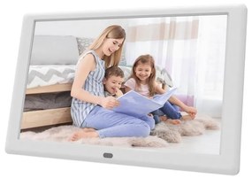 Sencor - Cyfrowa ramka na zdjęcia z głośnikiem 230V biała + pilot zdalnego sterowania