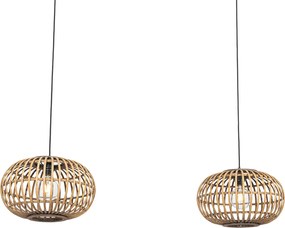 Orientalna lampa wisząca bambusowa 2-światłowa - Amira