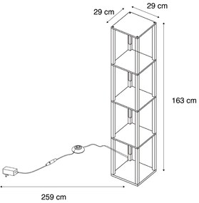 Designerska lampa podłogowa czarna w komplecie z diodą LED z 3-stopniową regulacją jasności - Tianna