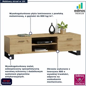 Szafka RTV na czarnych nóżkach dąb artisan W8-F20