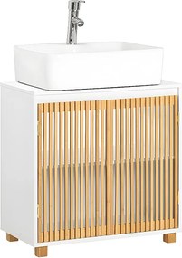 Szafka łazienkowa pod umywalkę z bambusowymi drzwiami BZR125-W