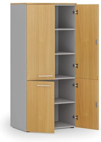 Szafa biurowa pół-drzwi PRIMO GRAY, 800 x 500 x 1781 mm, szary/buk