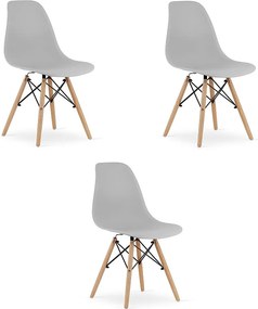 Krzesło Valora OSAKA z drewnianymi nogami w kolorze szarym, ergonomiczne, x3