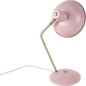Retro lampa stołowa różowa z brązem - Milou