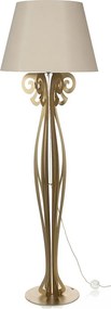 Lampa podłogowa Circeo 60x180 cm z żelaza w kolorze złotym, piaskowy klosz, styl vintage, przełącznik nożny, made in Italy