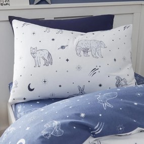 Biała/niebieska flanelowa pościel dziecięca dwuosobowa 200x200 cm Starlight Animals – Bianca