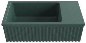 Umywalka betonowa ryflowana nablatowa / wisząca prostokątna 60 x 30 cm WELLE | różne kolory : Kolor - Oliwkowy, Typ montażu - podwieszana
